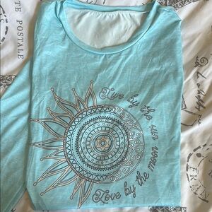 Blue Graphic 3/4 Sleeve T-Shirt